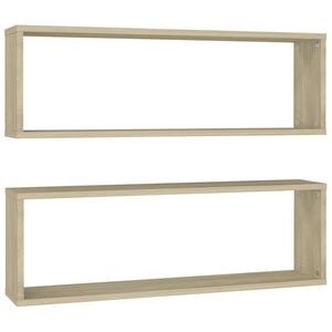 vidaXL Wandschappen kubus 2 st 80x15x26,5 cm bewerkt hout sonoma eiken