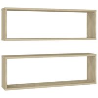 vidaXL Wandschappen kubus 2 st 80x15x26,5 cm bewerkt hout sonoma eiken - thumbnail