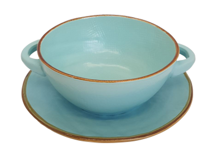Soepkom met Ontbijbord - Turquoise