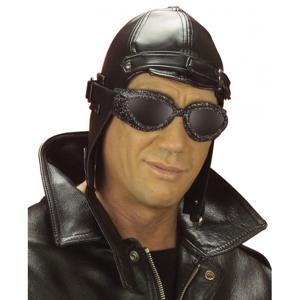 Verkleed Piloten pet - zwart - nep leer - volwassenen - race pet - pilotenpet