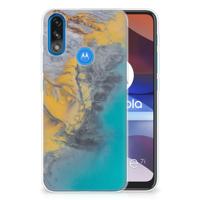 Motorola Moto E7/E7i Power | TPU | Siliconen hoesje | Marble Blue Gold Motorola Moto E7/E7i Power | TPU | Siliconen hoesje | Marble Blue Gold