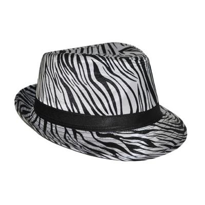 Carnaval verkleed Trilby hoedje met zebra print - volwassenen