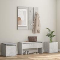 Garderobe set bewerkt hout betongrijs