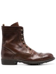 Officine Creative bottines en cuir à perforations - Marron