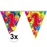 3x Leeftijd versiering vlaggenlijnen 1 jaar 10 meter