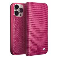 Qialino - iPhone 15 Pro Max - Leren bookcase hoes - Croco Roze