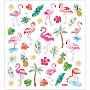 Flamingo thema kinder stickers - gekleurd - 37 stuks - kinder dagboek stickers