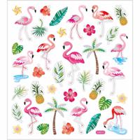 Flamingo thema kinder stickers - gekleurd - 37 stuks - kinder dagboek stickers - thumbnail