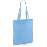 Draagtasje met hengsels - lichtblauw - 42 x 38 cm - katoen - 10 liter - boodschappen - gymtas