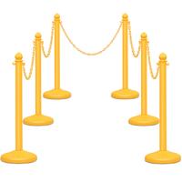 6 Stuks Kunststof Kettingpalen Set Menigte-Control Kettingpalen met 5 Afneembare Kettingen Veiligheid Barrière Palen Geel