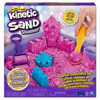 Kinetic Sand Shimmer - Zandkasteel-set met 453 g roze glinsterend speelzand 3 vormpjes en 2 stuks gereedschap - Sensorisch speelgoed - thumbnail