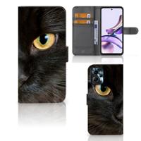 Motorola Moto G13 | G23 | Telefoonhoesje | Met pasjeshouder | Zwarte Kat