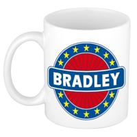 Bradley voornaam koffiemok - beker - wit/blauw - 300 ml - Cadeau - Heren - Collega - Vaderdag