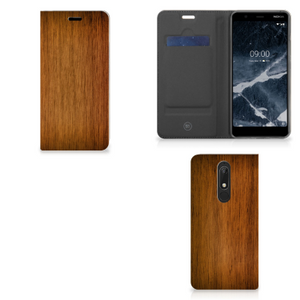 Nokia 5.1 (2018) Book Wallet Case Donker Hout