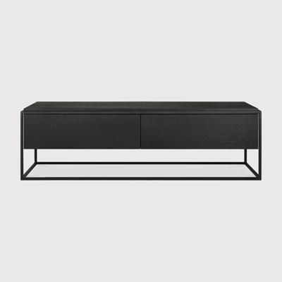 Ethnicraft TV-meubel 'Monolit' Gevernist Eikenhout, 140cm, kleur Zwart