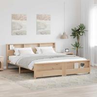 Bedframe met hoofdeinde Bruin 200 x 200 cm Massief grenenhout