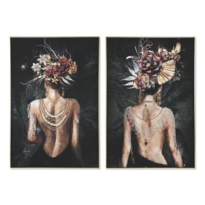 Schilderij Home ESPRIT Zwart Groen chica 80 x 3,5 x 120 cm (2 Stuks)