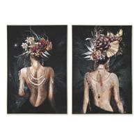 Schilderij Home ESPRIT Zwart Groen chica 80 x 3,5 x 120 cm (2 Stuks)