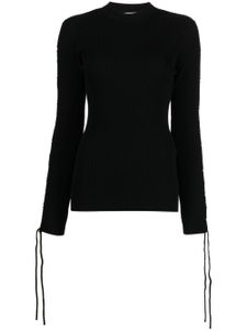 Off-White haut nervuré à détail en dentelle - Noir