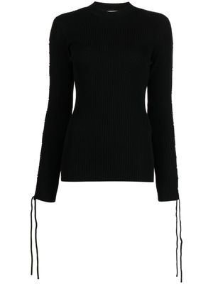 Off-White haut nervuré à détail en dentelle - Noir