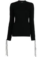 Off-White haut nervuré à détail en dentelle - Noir