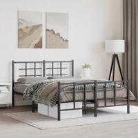 Bedframe met hoofd- en voeteneinde metaal zwart 135x190 cm