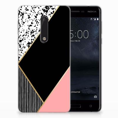 Nokia 5 | TPU Hoesje | Zwart Roze Vormen