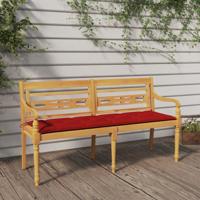 Bankje Batavia met rood kussen 150 cm massief teakhout
