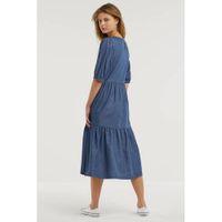 anytime jurk met volant blauw - thumbnail