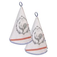 HAES DECO - Set van 2 Theedoeken rond - Ø 80 cm - 100% Katoen - Devine French Rooster - thumbnail