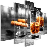 Schilderij - Sigaar en Whiskey II , Mannenwereld , 5 luik - thumbnail