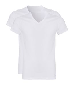 Ten Cate T-shirts basic Long met V-hals wit 2-pack