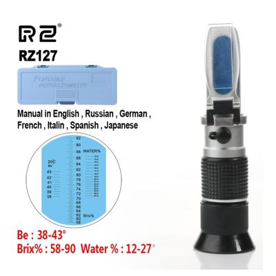 Hoge concentratie Brix be water 3 in 1 58% ~ 92% Honey refractometer bijen Sugar Food ATC RZ127