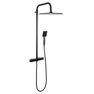 Differnz Regendouche | Thermoline Vierkant | 25x25cm Stortdouche met handdouche | Mat Zwart | Opbouw