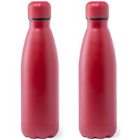 4x Stuks Rvs waterfles/drinkfles rood met schroefdop 790 ml - thumbnail