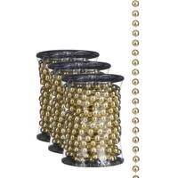 House of Seasons kralenslingers - 3x stuks - kerstboom slingers - guirlandes - goud - 500 cm