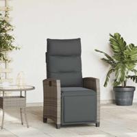 Verstelbare tuinstoel met bijzettafel poly rattan grijs Verstelbare tuinstoel met bijzettafel poly rattan grijs