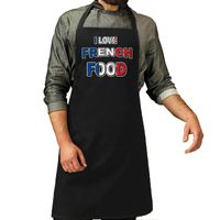 I love French food barbecue/keuken schort zwart voor heren - thumbnail