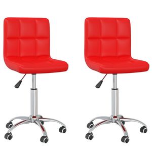 The Living Store Verstelbare draaistoelen - Eetkamerstoelen - Kunstleer - 40 x 47 x (74.5 - 86) cm - Rood