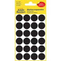 Etiket Avery Zweckform 3003 rond 18mm zwart 96 etiketten | 10 stuks