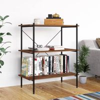 VidaXL Opbergrek 3-laags 80x40x92 cm zwart en naturel - thumbnail