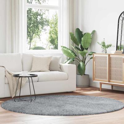 Hoogpolig vloerkleed NAVARRA 200x200 cm polyester zilvergrijs