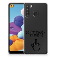 Samsung Galaxy A21 Silicone-hoesje Finger Don't Touch My Phone - thumbnail
