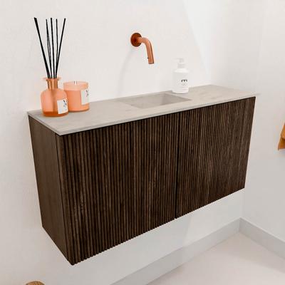 Toiletmeubel Mondiaz Joya Dlux | 80 cm | Meubelkleur Walnut | Faye wastafel Opalo Wasbak Midden | Zonder kraangat(en)