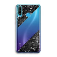 Zwart marmer: Huawei P30 Lite Transparant Hoesje Zwart marmer: Huawei P30 Lite Transparant Hoesje