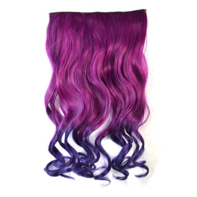 Eendelige naadloze Hair Extension stuk kleur verloop grote golf lang Curling Clip Type haarstukje