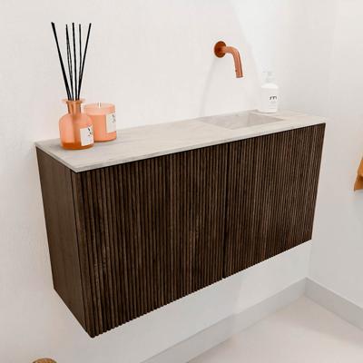 Toiletmeubel Mondiaz Joya Dlux | 80 cm | Meubelkleur Walnut | Faye wastafel Ostra Wasbak Rechts | Zonder kraangat(en)