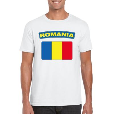 Roemenie supporters t-shirt - met vlag print - wit - voor heren - landen - kleding