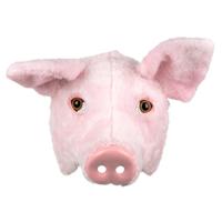 Roze varken dieren verkleedmasker - pluche - volwassenen - Horror/halloween - carnaval - half gezich - thumbnail