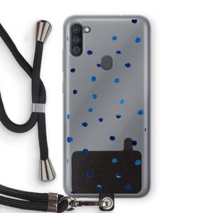 Blauwe stippen: Samsung Galaxy A11 Transparant Hoesje met koord